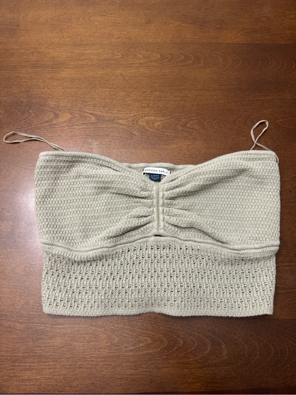 American Eagle Outfitters Cream Knit Cropped Tube Top